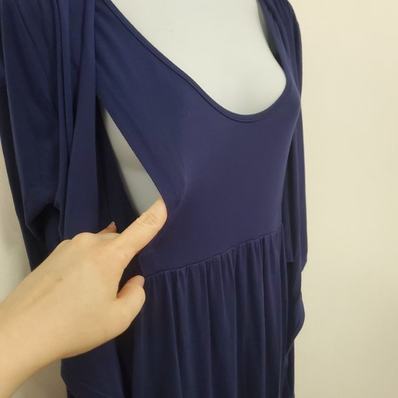 Latched Mama Womens Half Sleeve Knee Length Dress Size L Blue Coral Colorblock - Picture 3 of 11